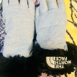 The North Face Gray Gloves with Black Fur Cuff
